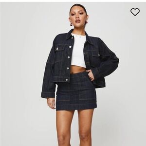 Dark denim skirt set